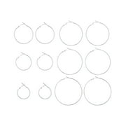 Time and Tru Women's Silver Tone Graduated Wire Hoop Earring Set, 6-Piece