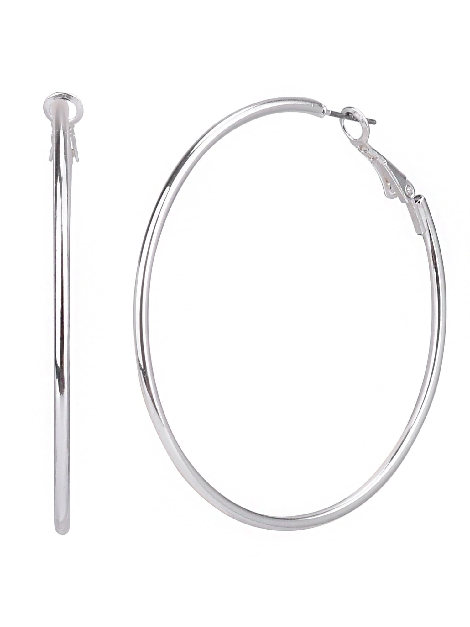Adult Women's Silver Tone Large Metal Hoop Earring