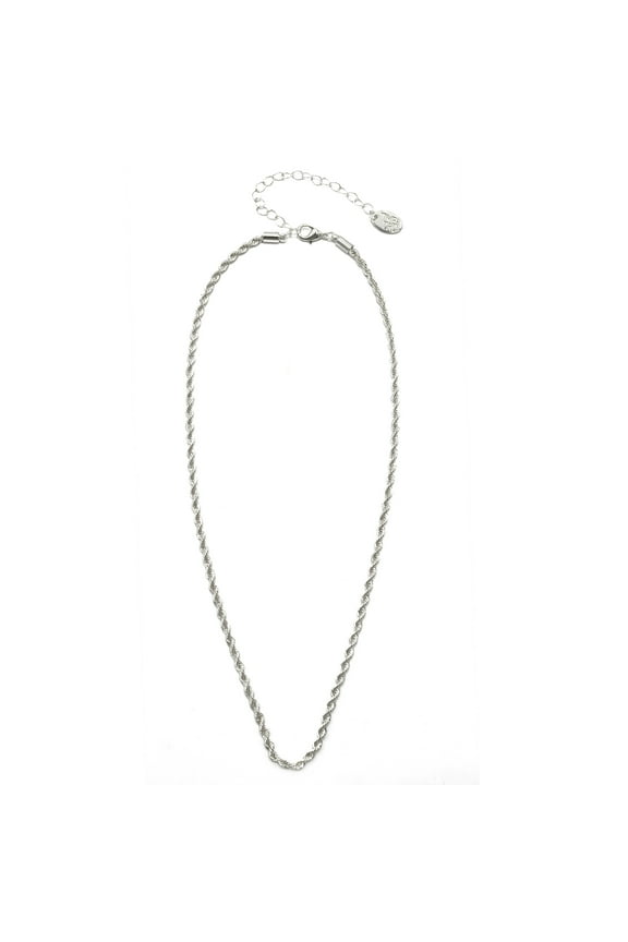 Women's Silver Tone Rope Chain Necklace 18" with Extender
