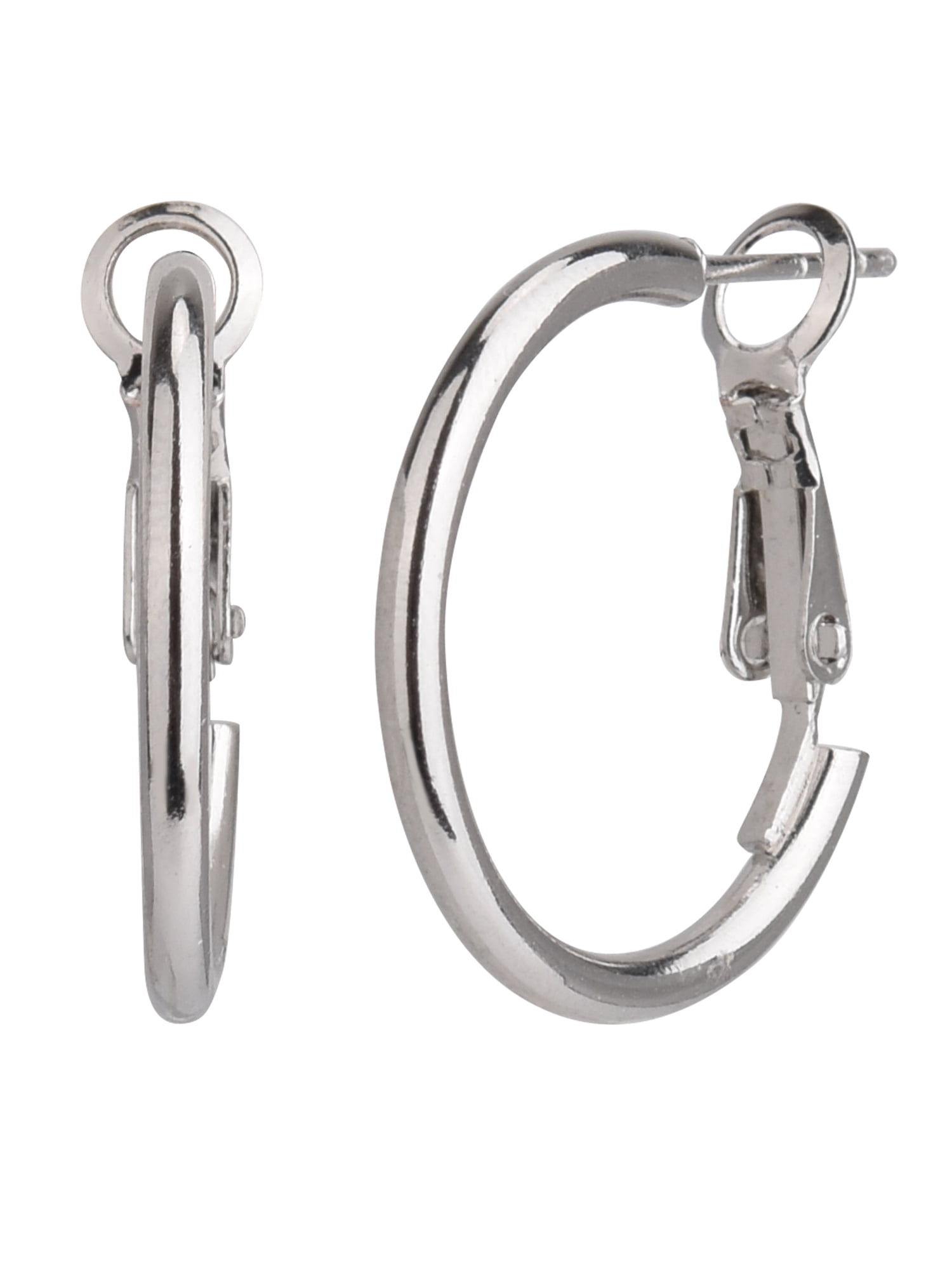 Adult Women's Silver Tone Small Metal Hoop Earring