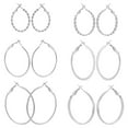 thumbnail image 1 of Time and Tru Women's Silver Tone Textured and Smooth Hoop Earring Set, 6-Piece, 1 of 5