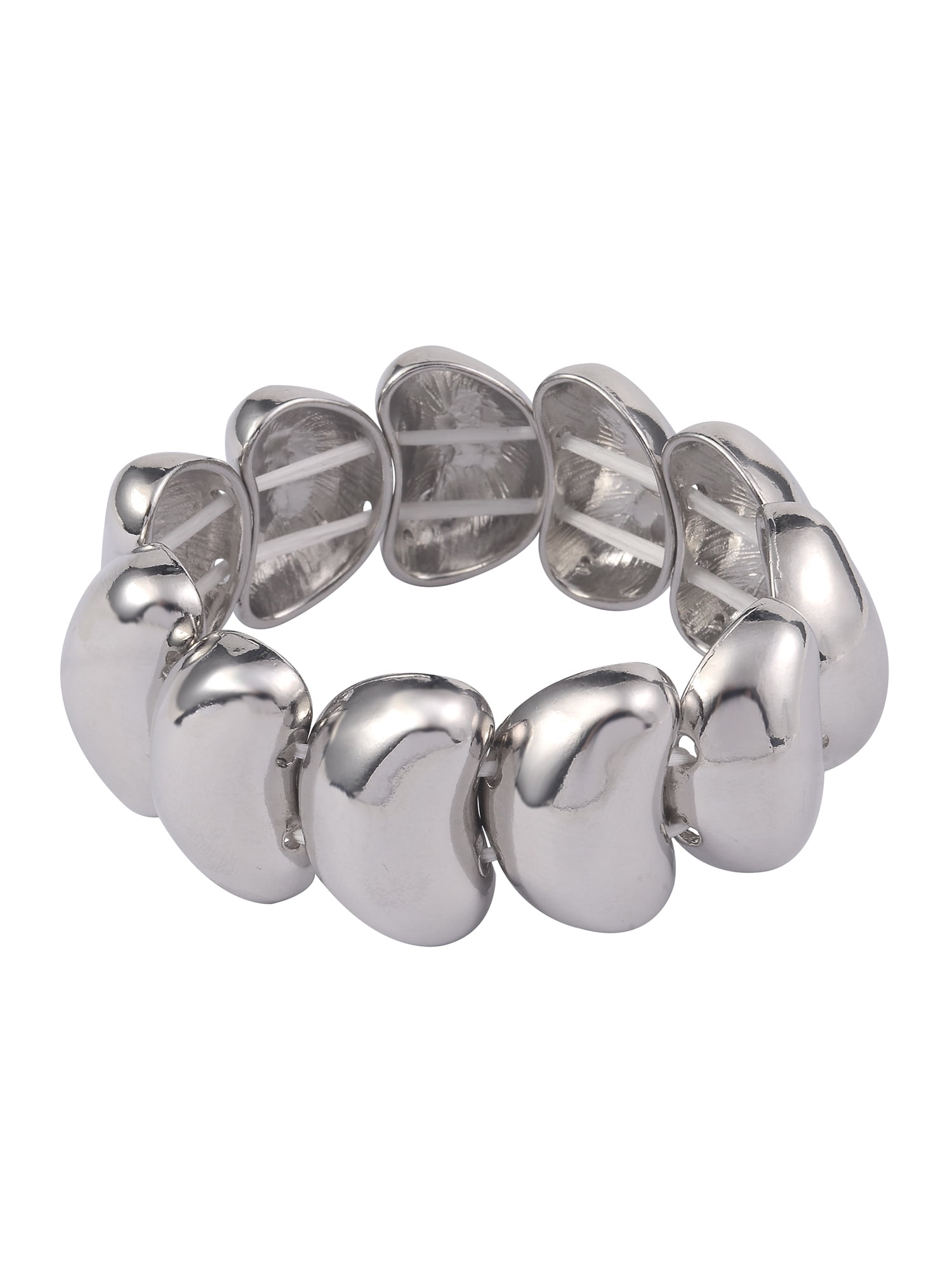 Time and Tru Women's Silver-Tone Wavy Metal Stretch Bracelet