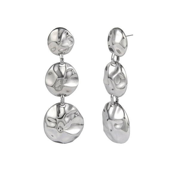 Time and Tru Women's Silver-Tone Wavy Textured Metal Triple Drop Earrings
