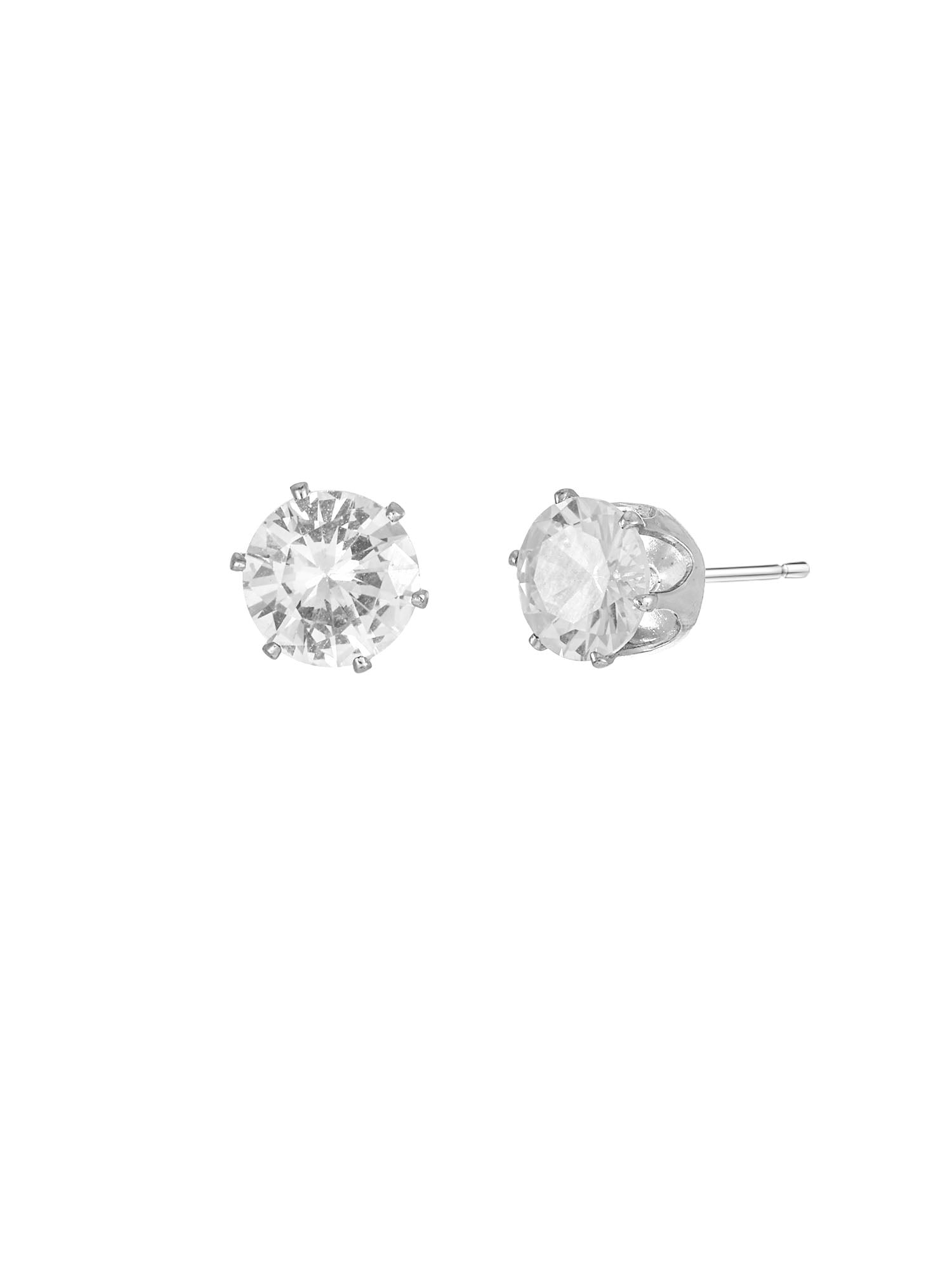 Time and Tru Women's Silvertone Cubic Zirconia Stud