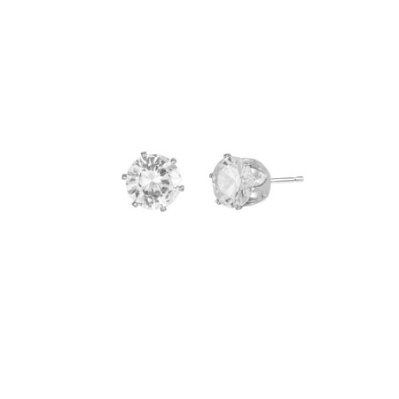 Time and Tru Women's Silvertone Cubic Zirconia Stud