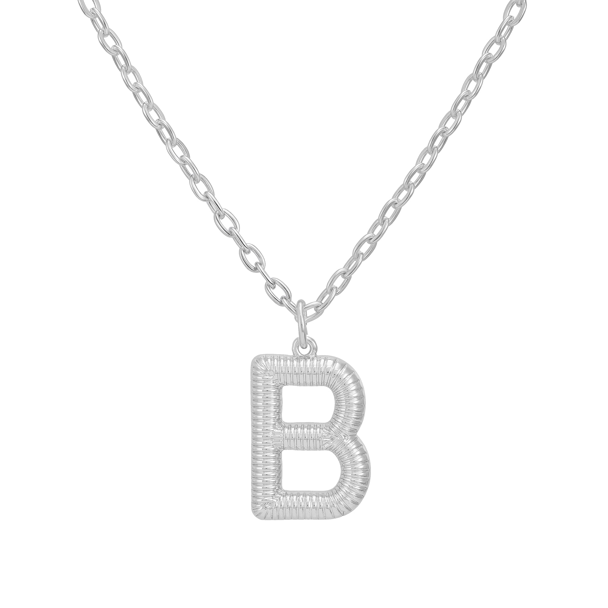 Time and Tru Women's Silvertone Initial B Necklace with Giftable Pouch