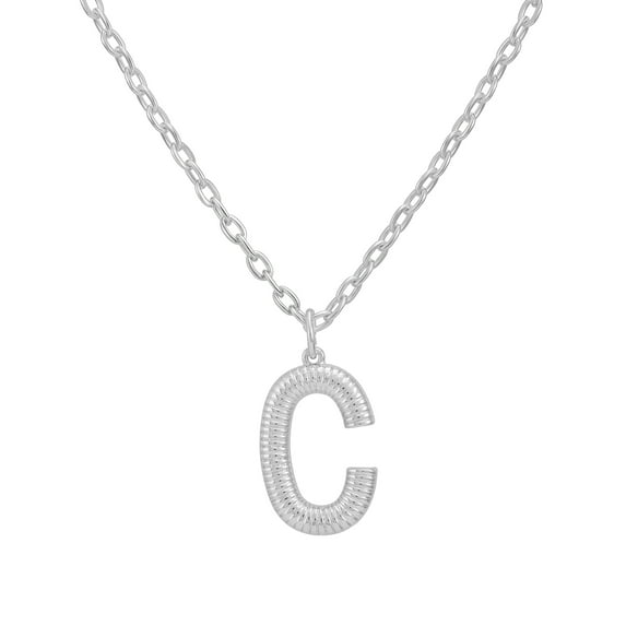 Time and Tru Women's Silvertone Initial C Necklace with Giftable Pouch