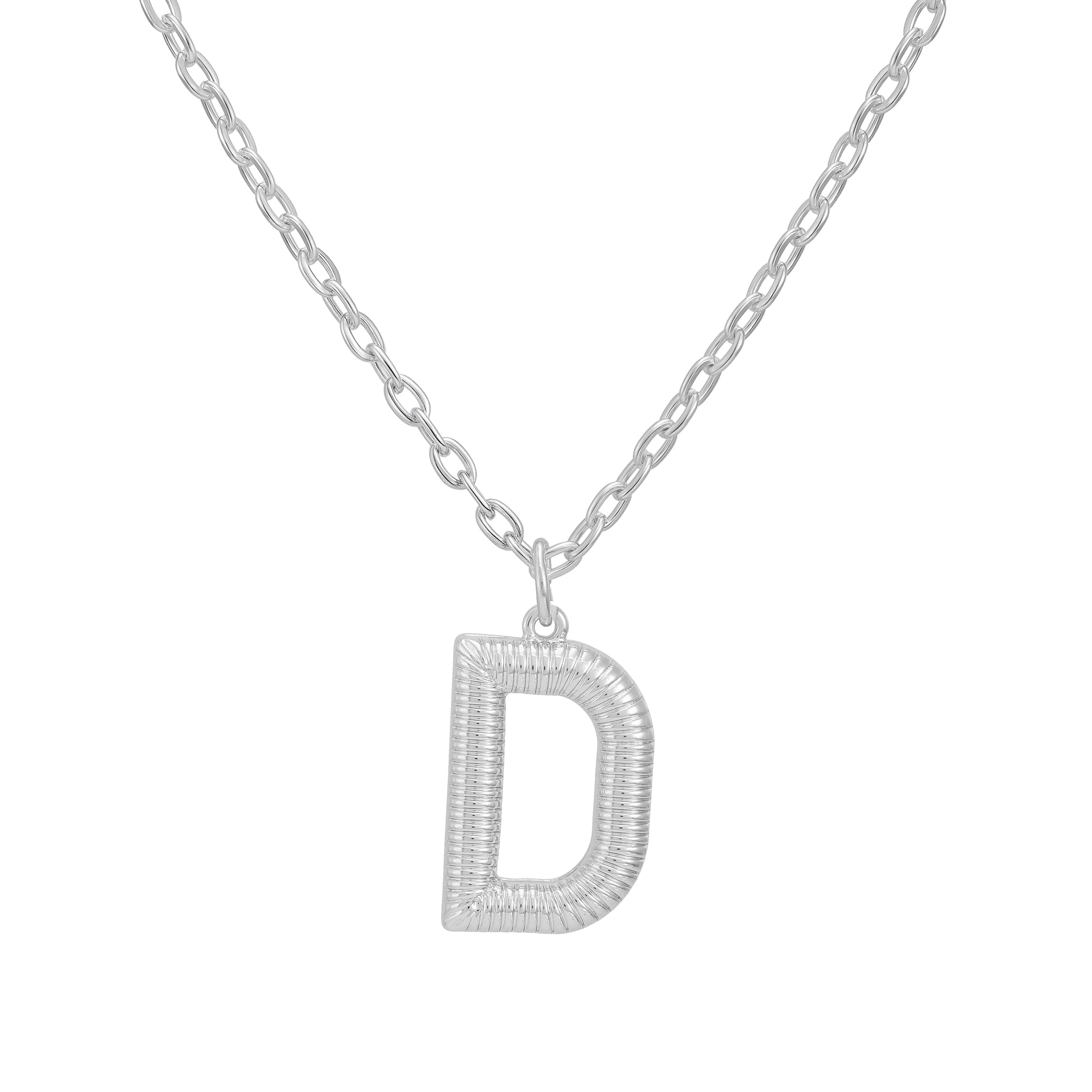 Time and Tru Women's Silvertone Initial D Necklace with Giftable Pouch