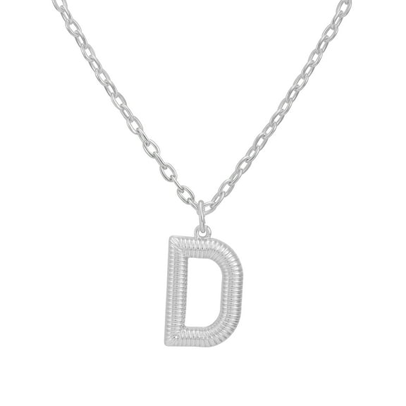 Time and Tru Women's Silvertone Initial D Necklace with Giftable Pouch