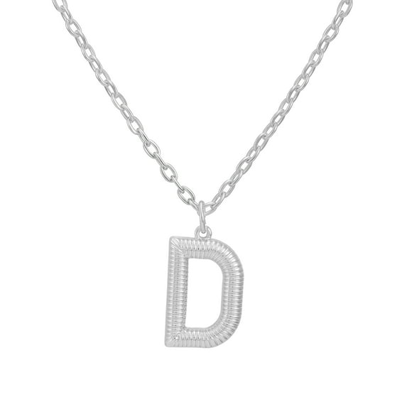 Time and Tru Women's Silvertone Initial D Necklace with Giftable Pouch