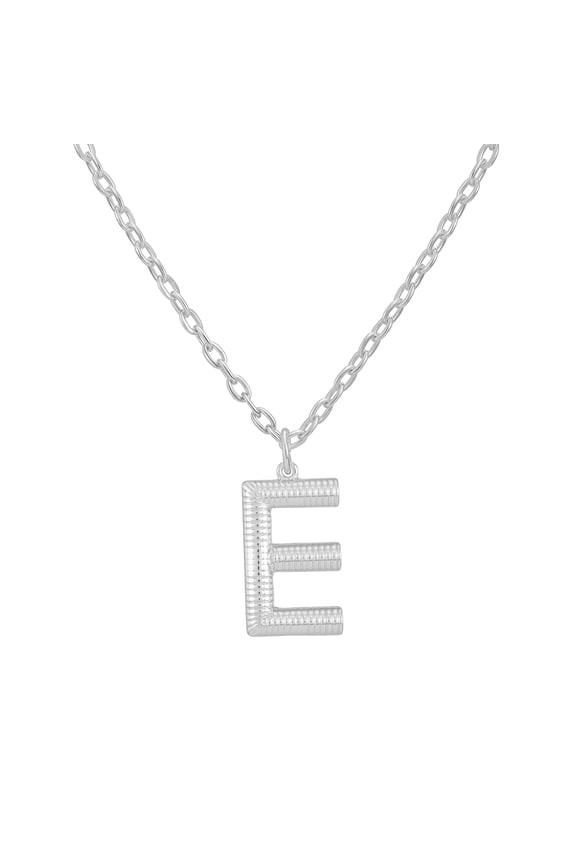 Women's Silvertone Initial E Necklace with Giftable Pouch