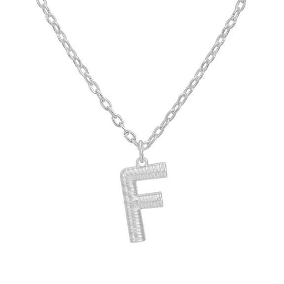 Time and Tru Women's Silvertone Initial F Necklace with Giftable Pouch