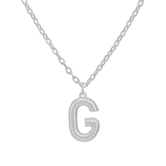 Time and Tru Women's Silvertone Initial G Necklace with Giftable Pouch