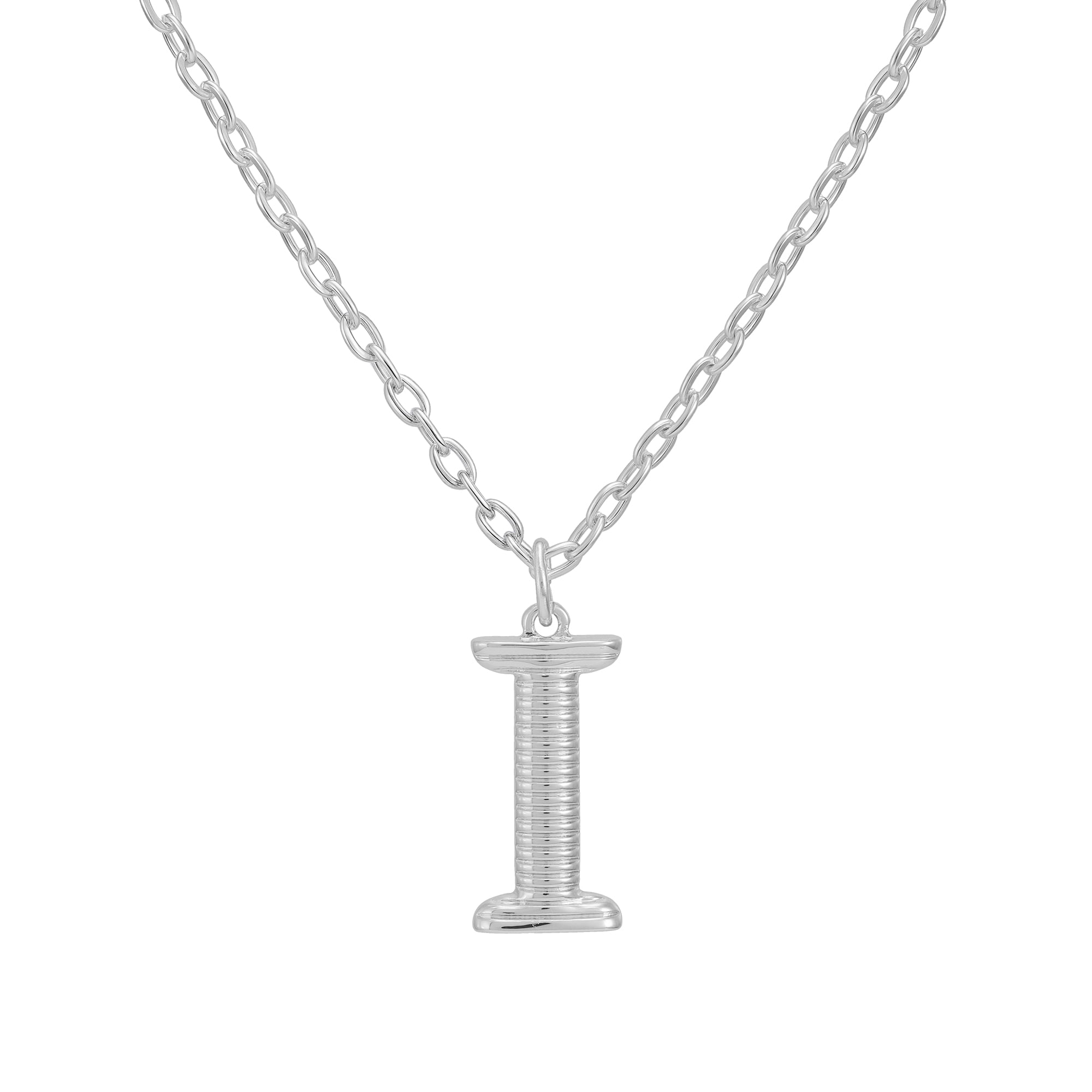 Time and Tru Women's Silvertone Initial I Necklace with Giftable Pouch