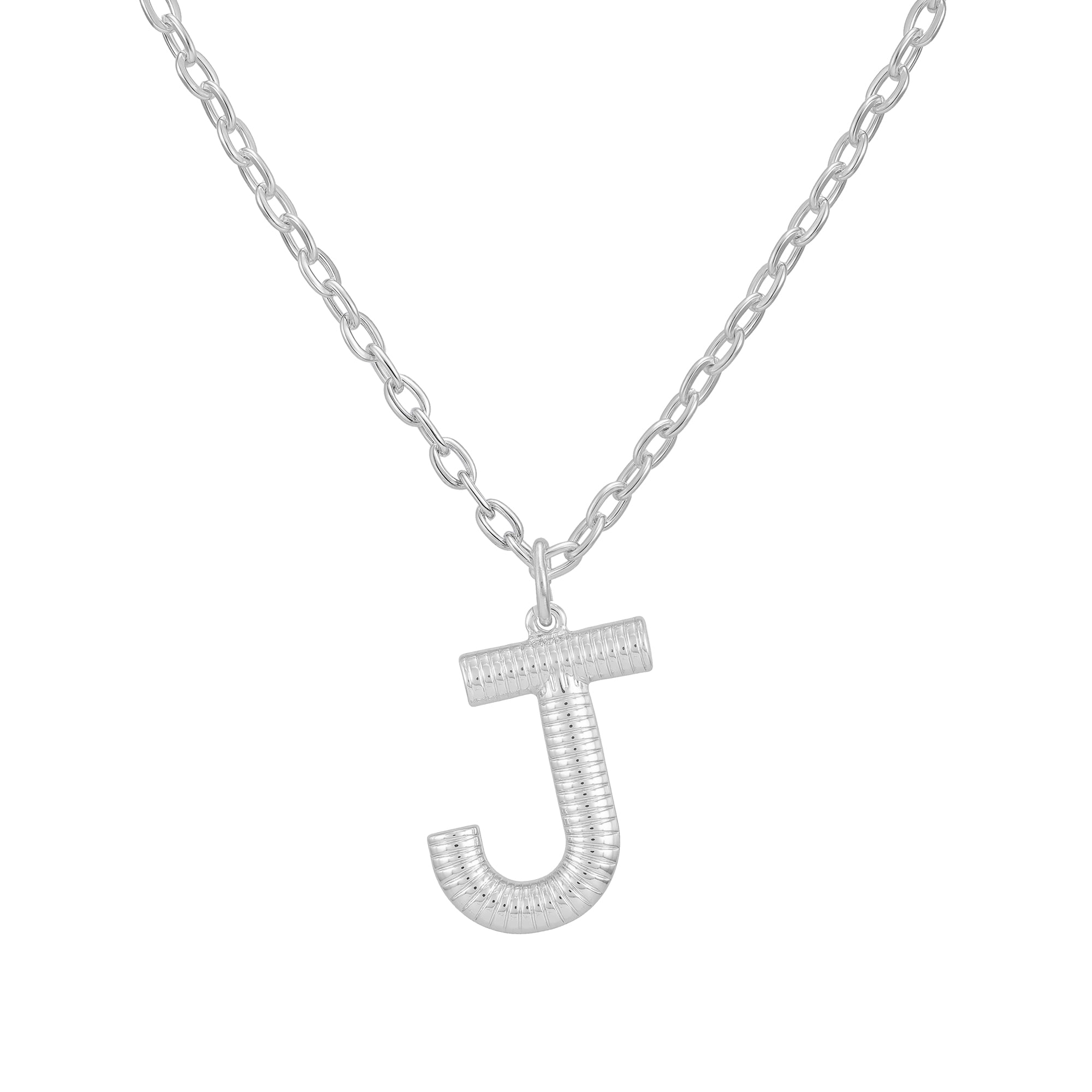 Time and Tru Women's Silvertone Initial J Necklace with Giftable Pouch
