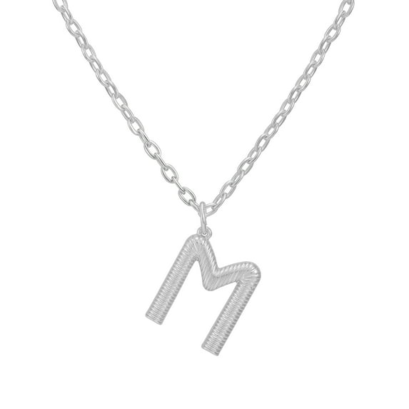 Time and Tru Women's Silvertone Initial M Necklace with Giftable Pouch