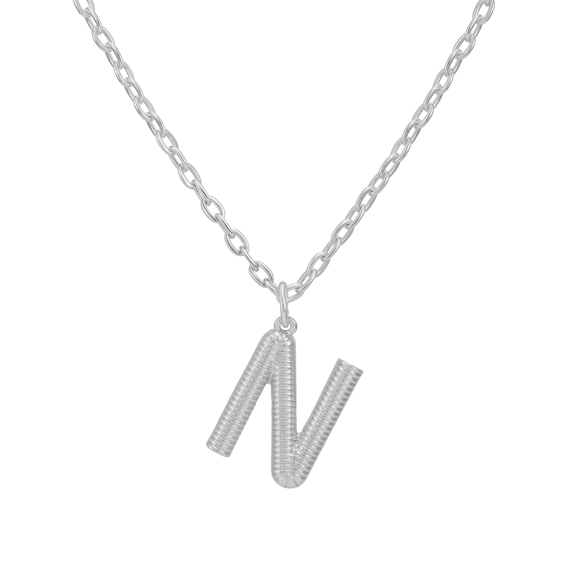 Time and Tru Women's Silvertone Initial N Necklace with Giftable Pouch