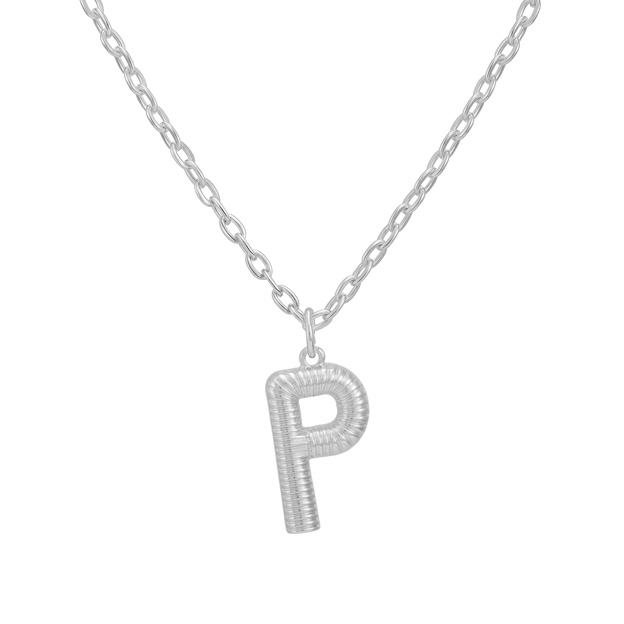 Time and Tru Women's Silvertone Initial P Necklace with Giftable Pouch