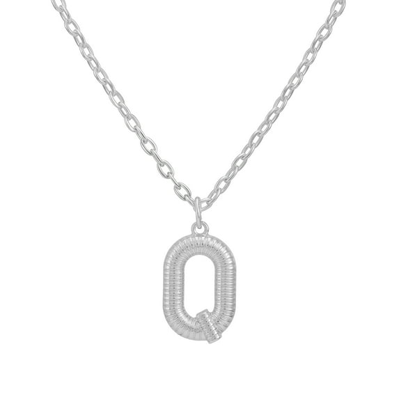 Time and Tru Women's Silvertone Initial Q Necklace with Giftable Pouch