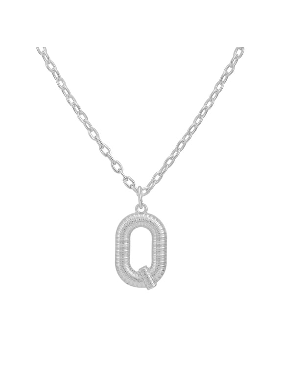 Women's Silvertone Initial Q Necklace with Giftable Pouch
