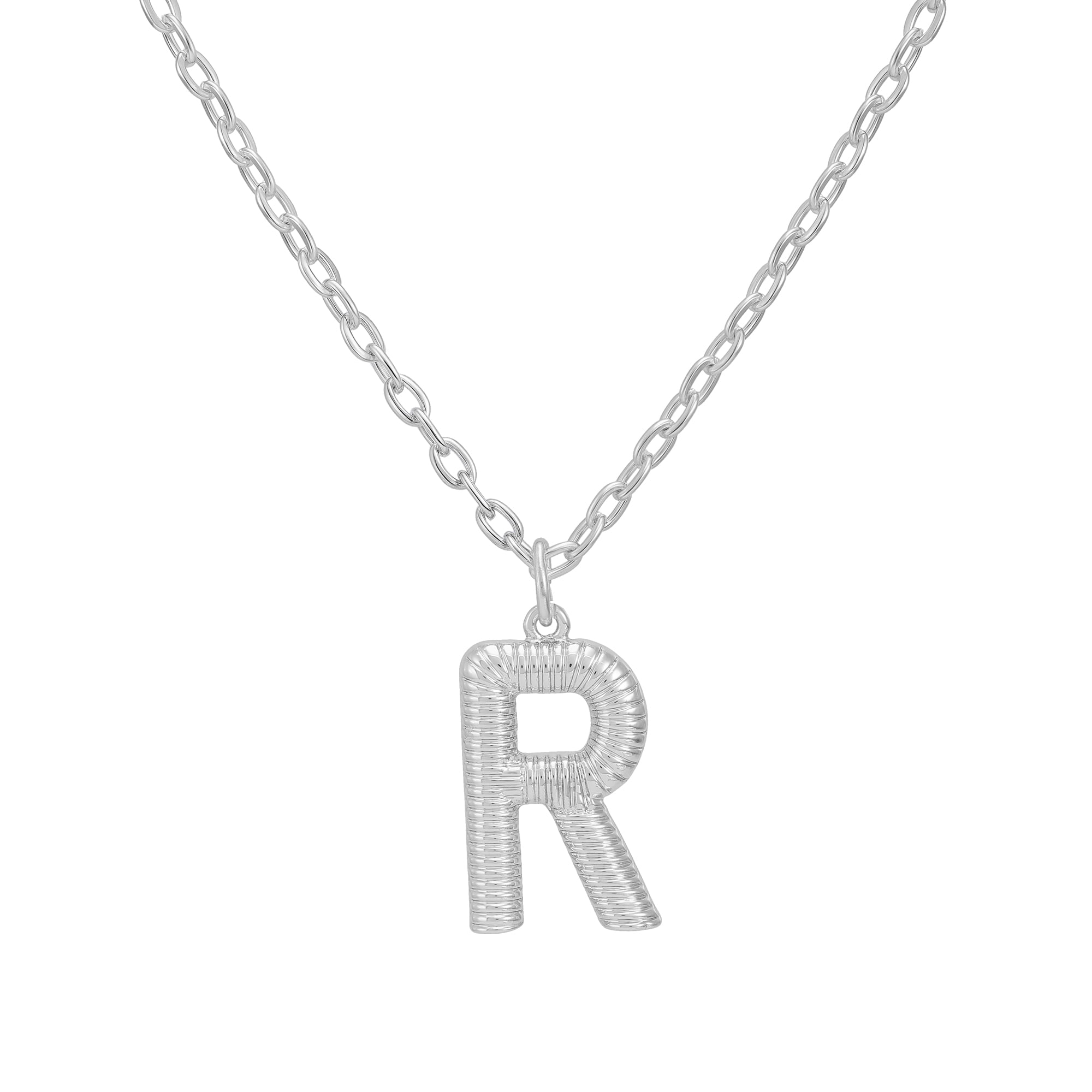Time and Tru Women's Silvertone Initial R Necklace with Giftable Pouch