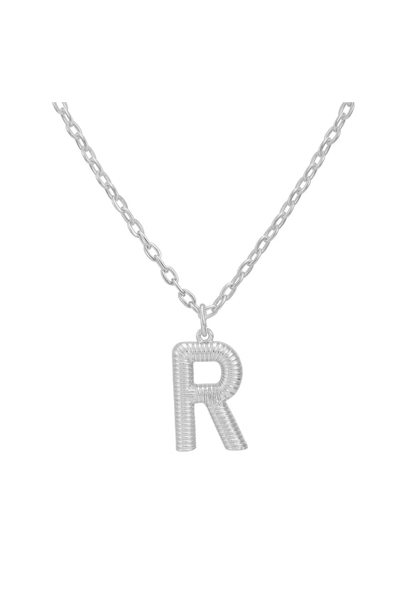 Women's Silvertone Initial R Necklace with Giftable Pouch