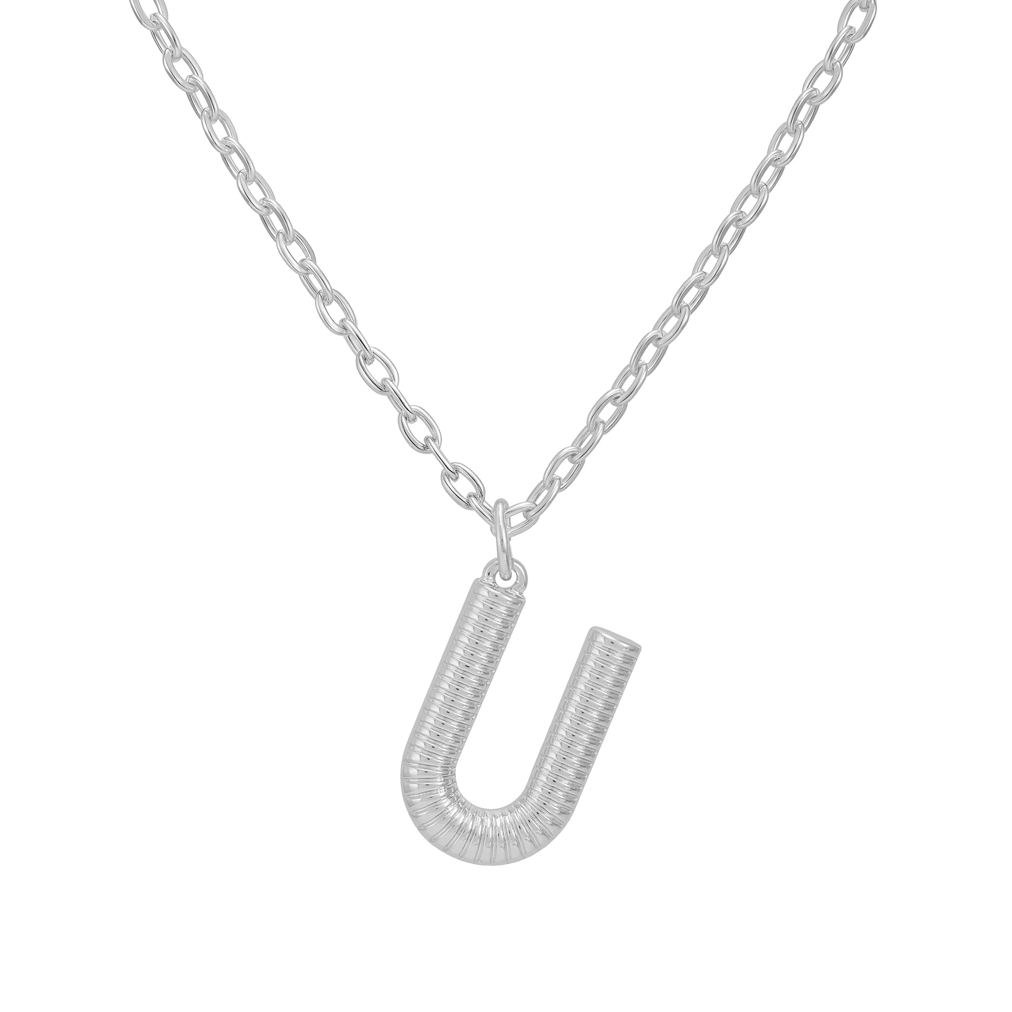 Women's Silvertone Initial U Necklace with Giftable Pouch