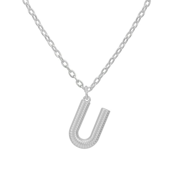 Time and Tru Women's Silvertone Initial U Necklace with Giftable Pouch