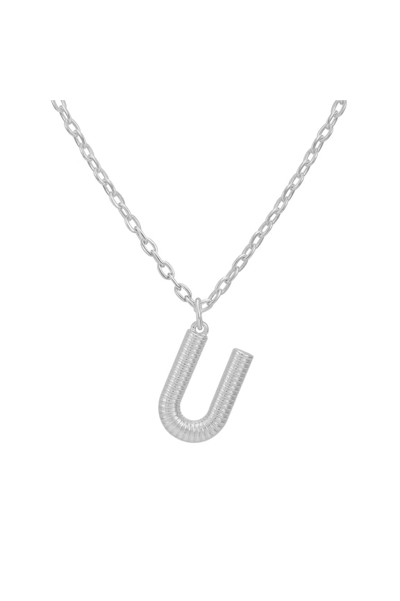 Women's Silvertone Initial U Necklace with Giftable Pouch