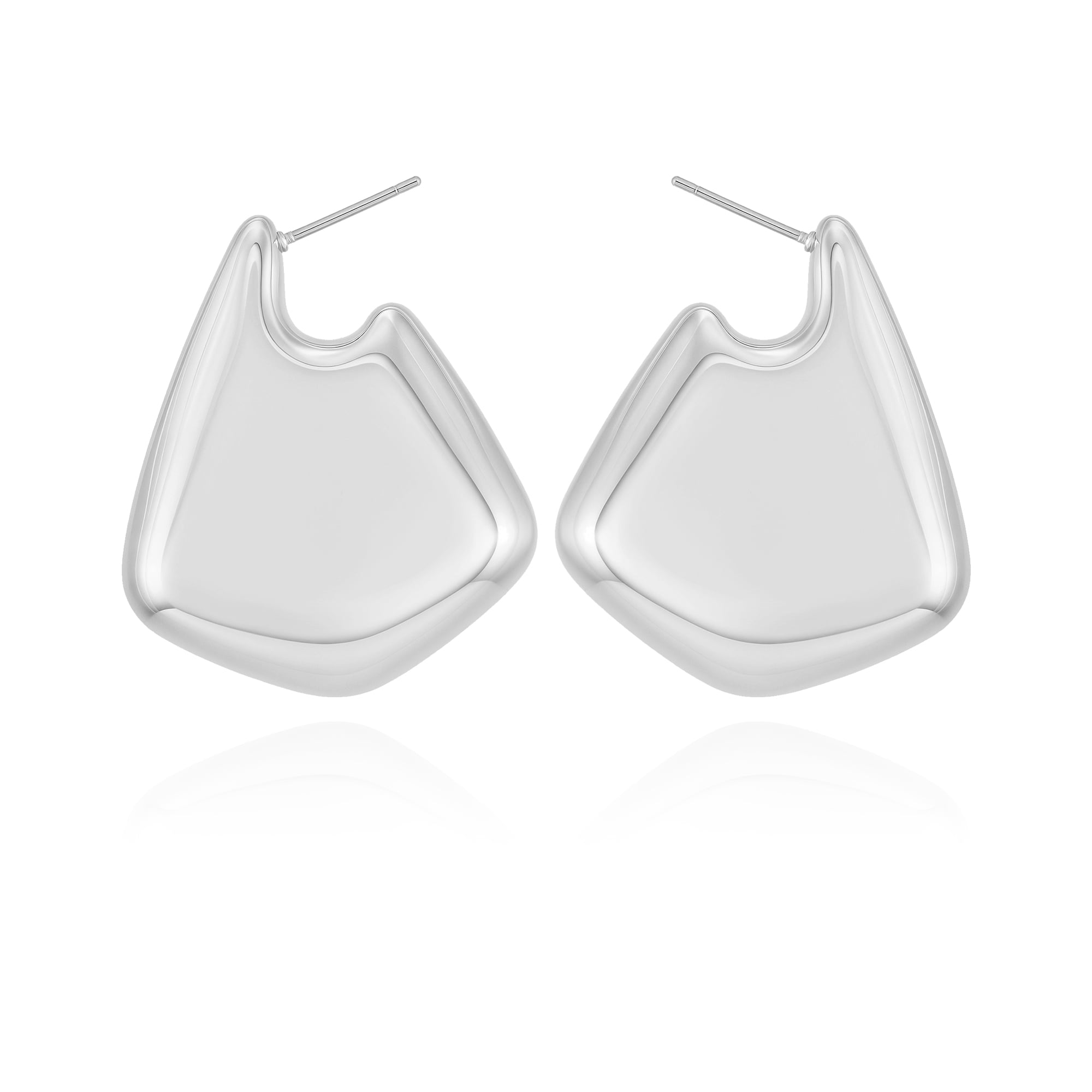 Time and Tru Women's Silvertone Large Bean Stud Earring