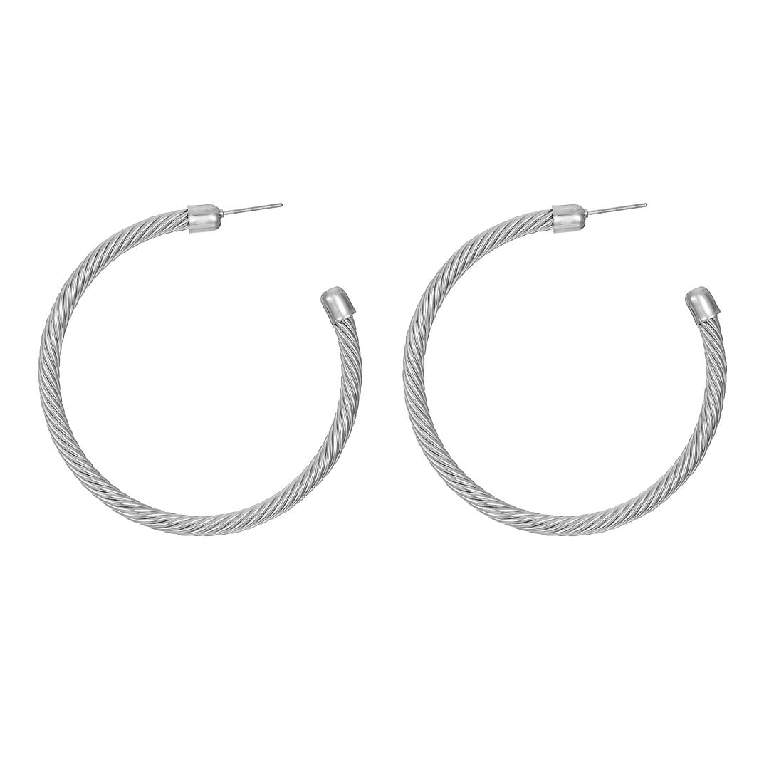 Time and Tru Women's Silvertone Textured Hoop Earring - Walmart.com