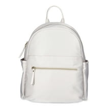 Time and Tru Women's Skyler Nylon 14" Backpack, Pearly White