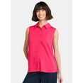 thumbnail image 1 of Time and Tru Women's Sleeveless Button Down Shirt, Sizes XS-XXXL, 1 of 5