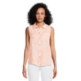 thumbnail image 1 of Time and Tru Women's Sleeveless Button-Down Shirt, 1 of 5