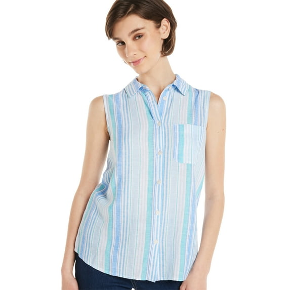 Time and Tru Women's Sleeveless Button Down Top, Sizes XS-XXXL