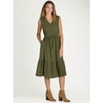 thumbnail image 1 of Time and Tru Women's Sleeveless Cotton Double Cloth Dress, Sizes XS-XXXL, 1 of 4