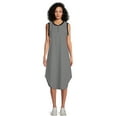 thumbnail image 1 of Time and Tru Women's Sleeveless Curve Hem Henley Midi Dress, 1 of 5