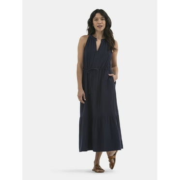 Time and Tru Women's Sleeveless Double Cloth Dress, Sizes XS-XXXL