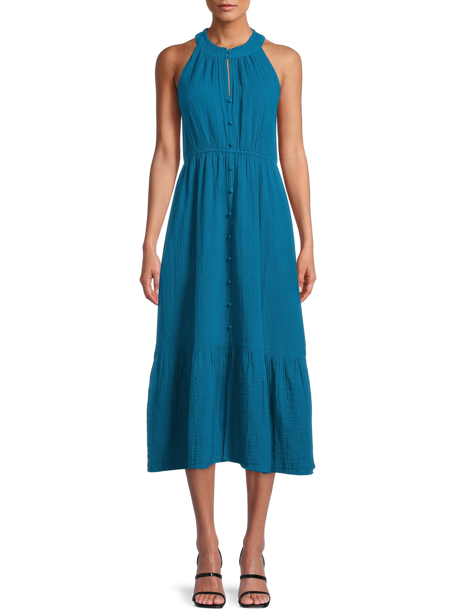 Time and Tru Women's Sleeveless Double Cloth Midi Dress