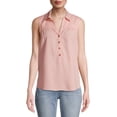 thumbnail image 1 of Time and Tru Women's Sleeveless Henley Popover Top, 1 of 6