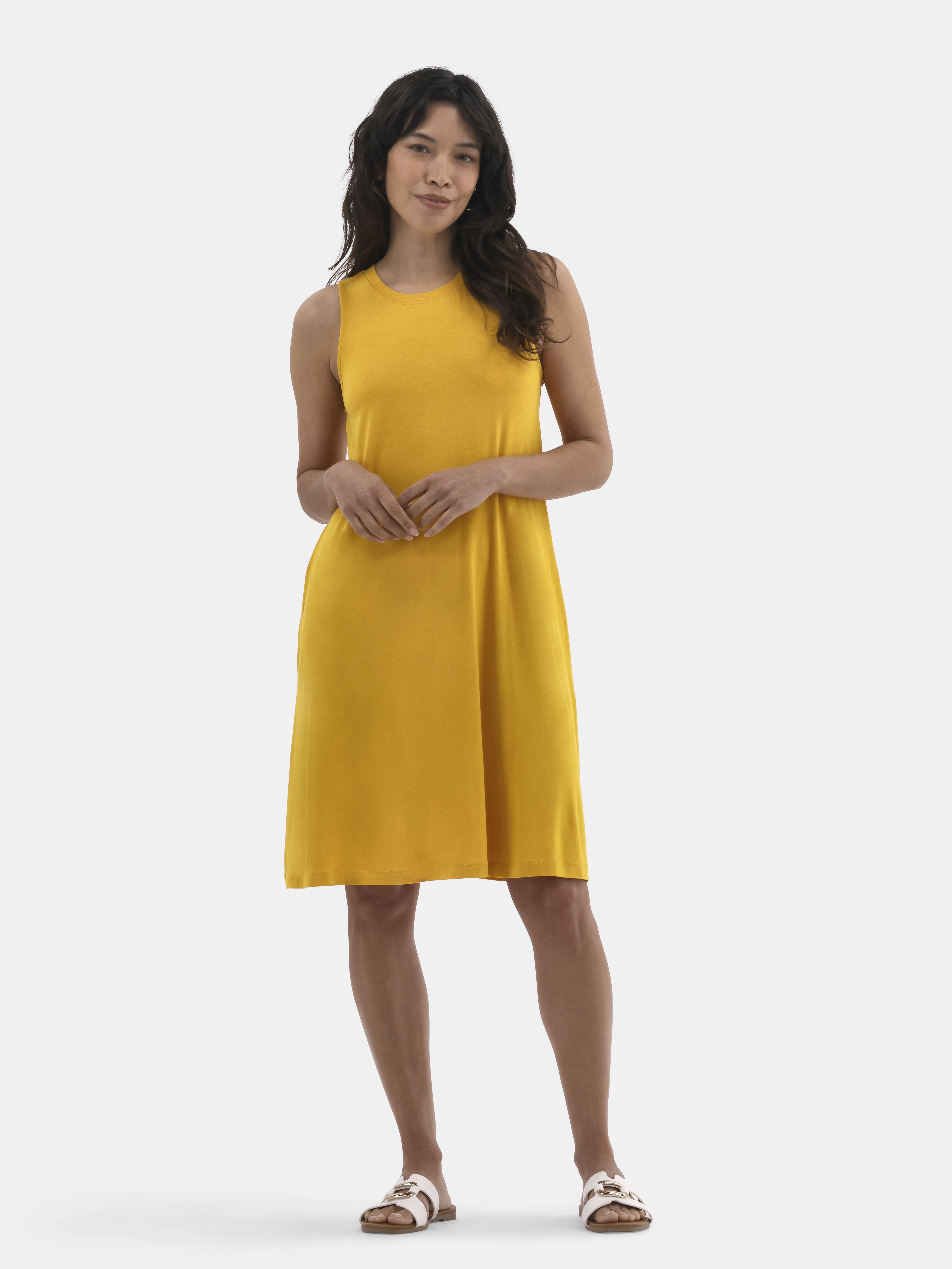 Time and Tru Women's Sleeveless Knit Swing Dress, Mini