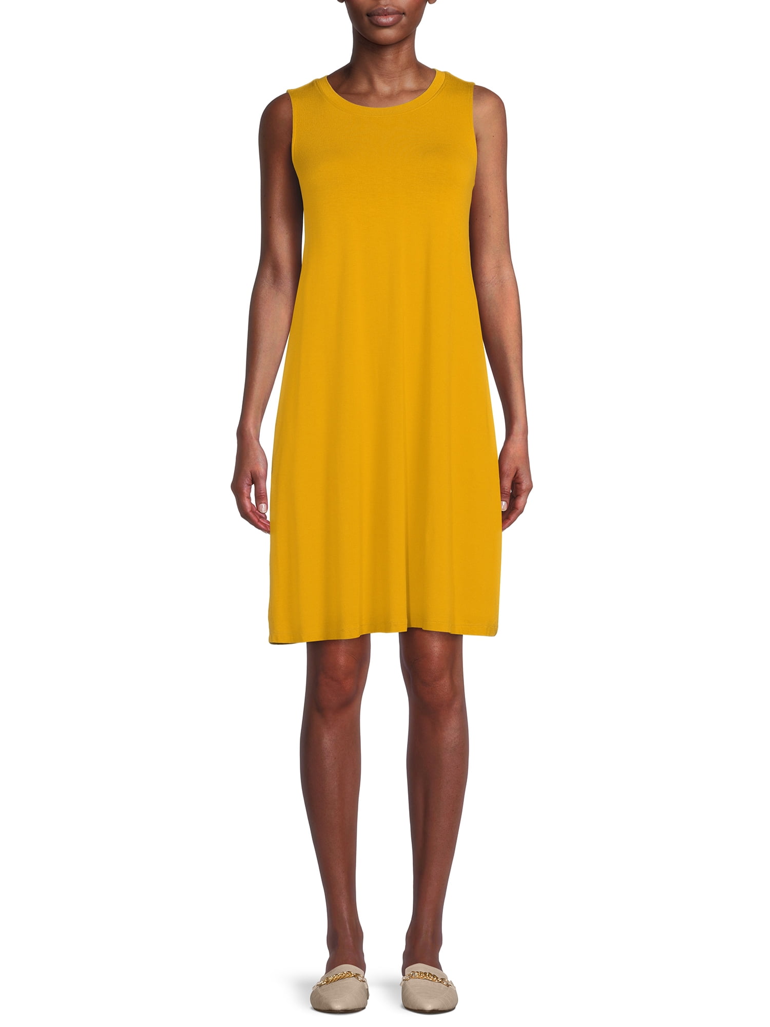 Time and Tru Women's Sleeveless Knit Swing Dress, Sizes XS-XXXL