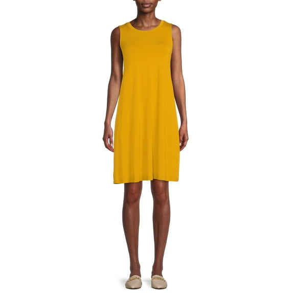 Time and Tru Women's Sleeveless Knit Swing Dress, Sizes XS-XXXL