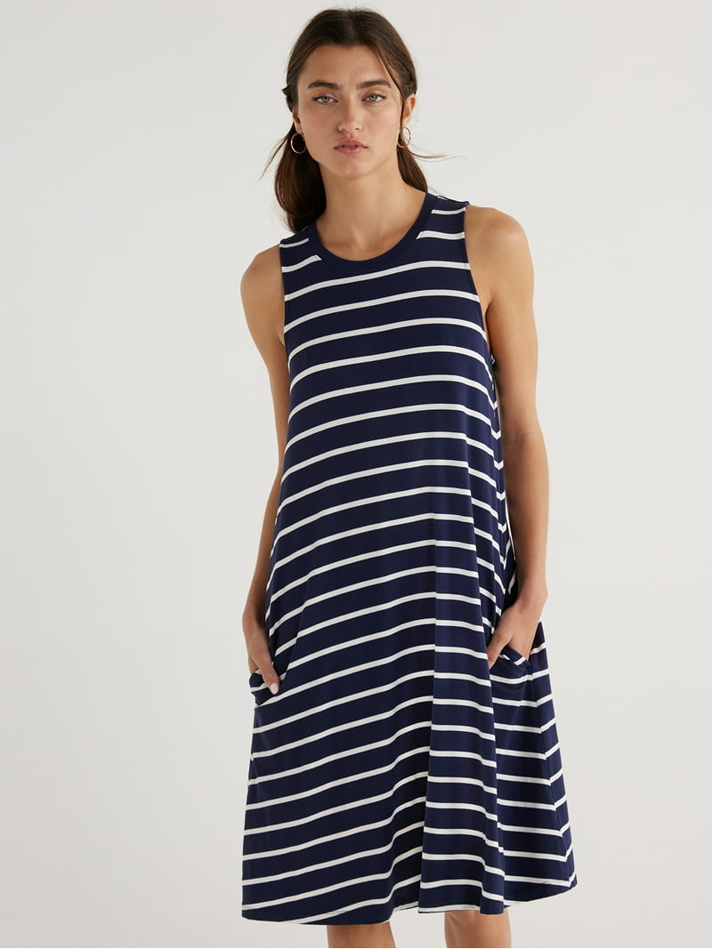 Time and Tru Women's Sleeveless Knit Swing Dress, Sizes XS-XXXL