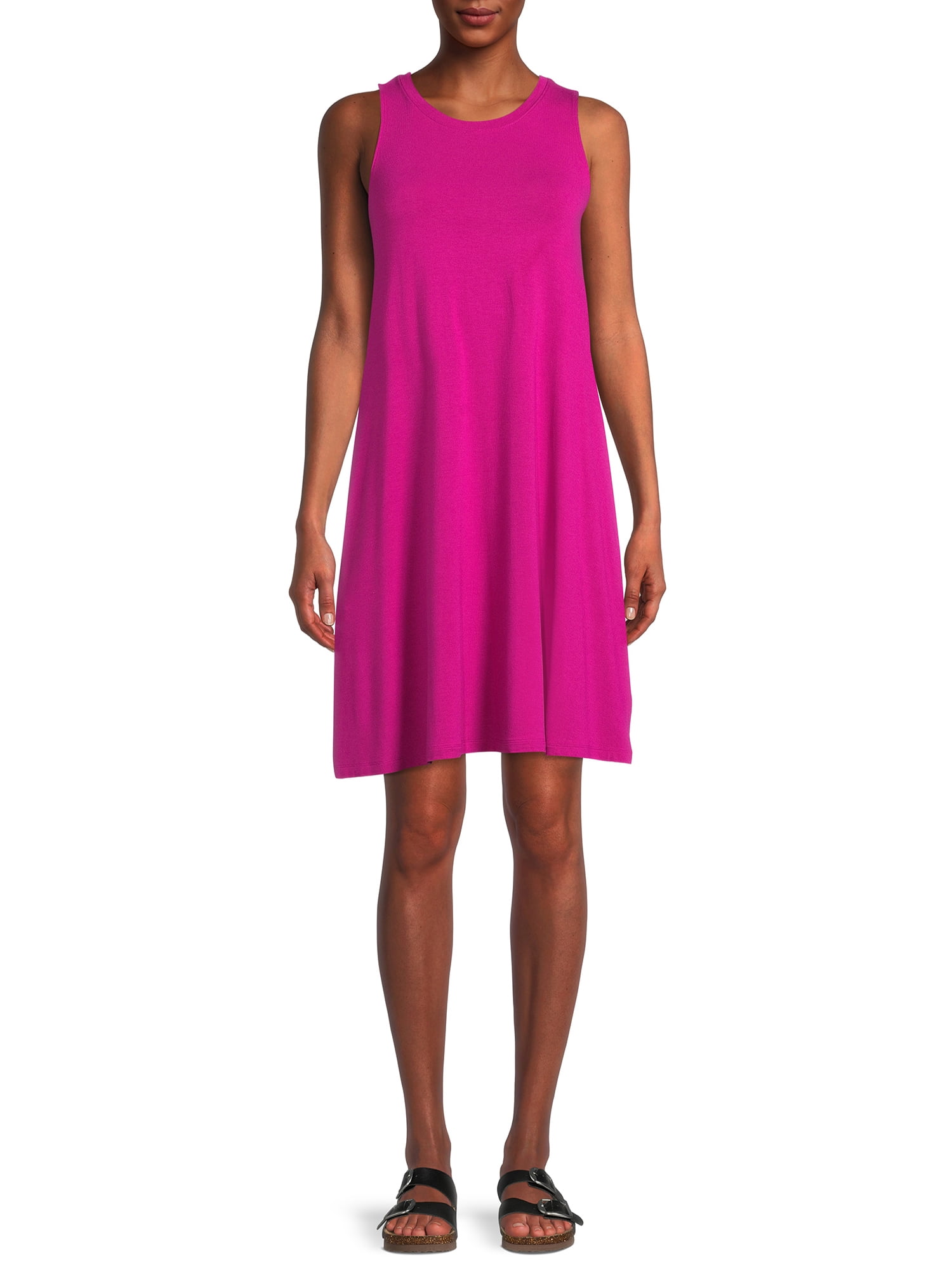 Time and Tru Women's Sleeveless Knit Swing Dress, Sizes XS-XXXL