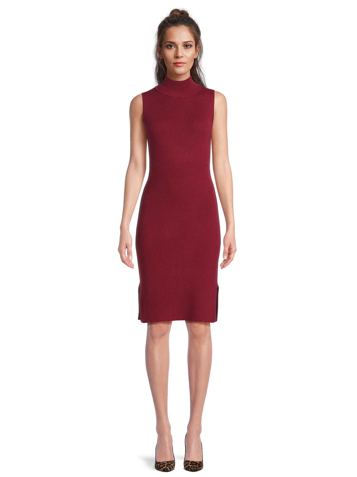 Time and Tru Women's Sleeveless Mock Neck Tank Dress, Sizes XS-XXXL