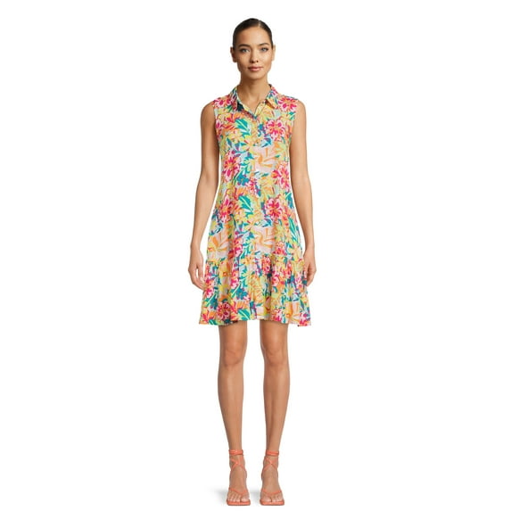 Time and Tru Women's Sleeveless Shirt Dress, Sizes XS-XXXL