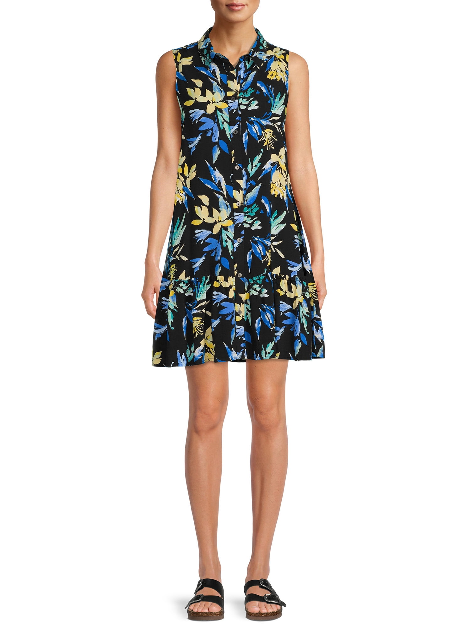 Time and Tru Women's Sleeveless Shirt Dress