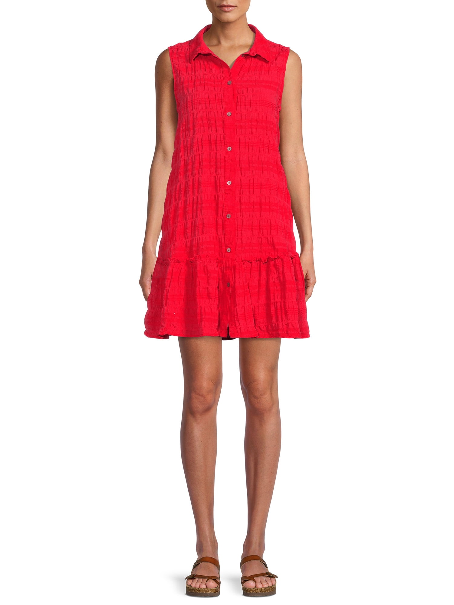 Time and Tru Women's Sleeveless Shirt Dress