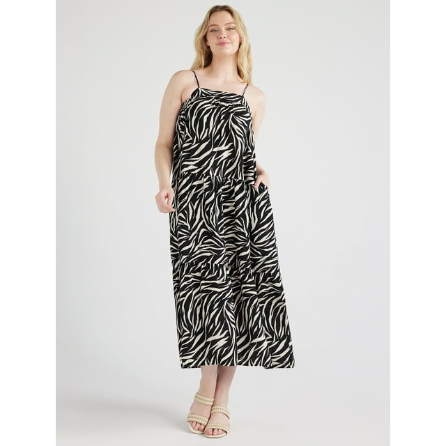 Time and Tru Women's Sleeveless Tiered Dress, Sizes XS-XXXL